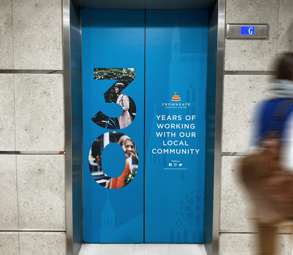Lift door promotional graphics