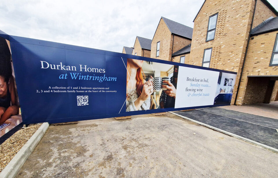 Branded hoardings at Durkan Homes Wintringham development